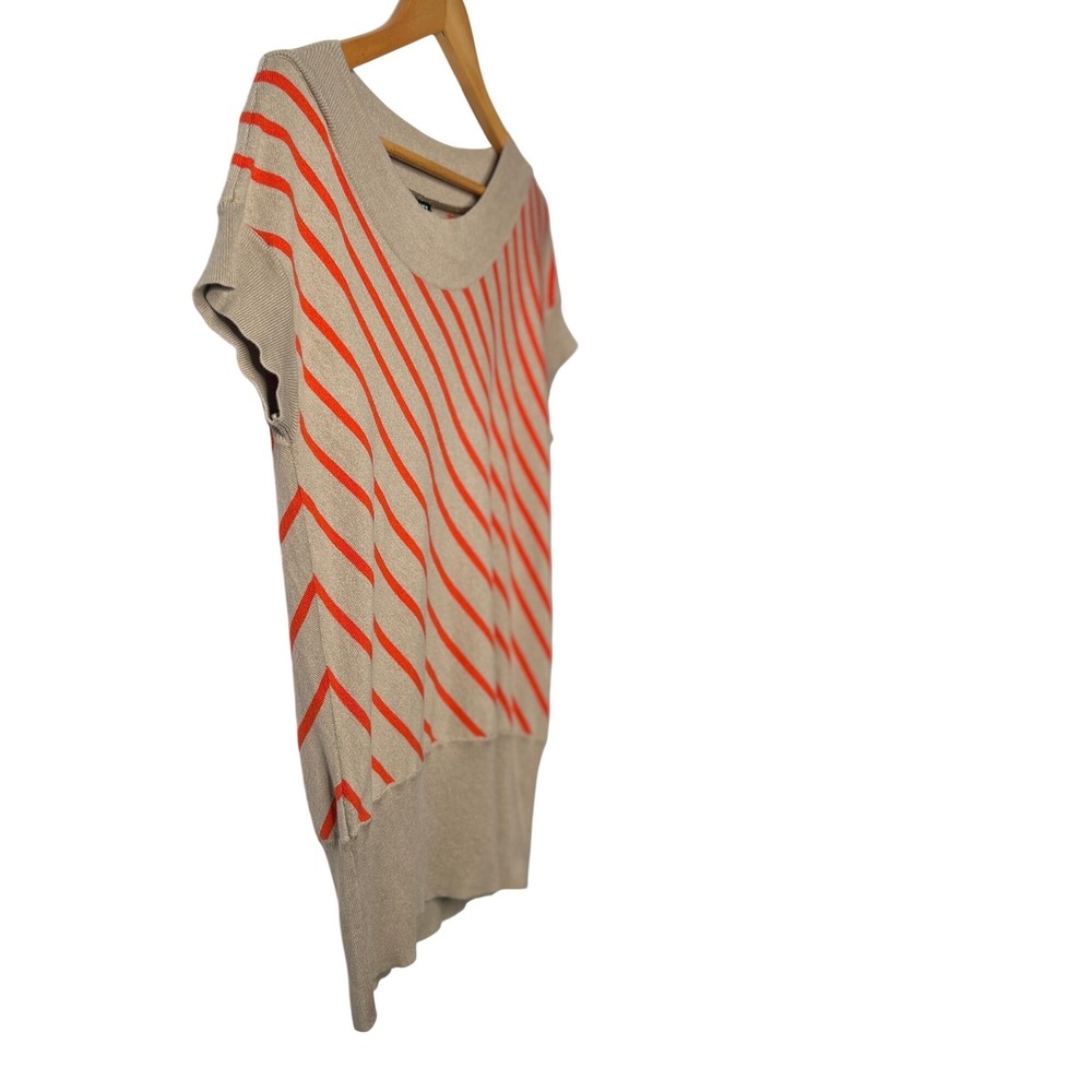 PLANET by Lauren G Stripe Knit Top M Beige Orange Cotton Modal Silk Avant Garde - Picture 5 of 14